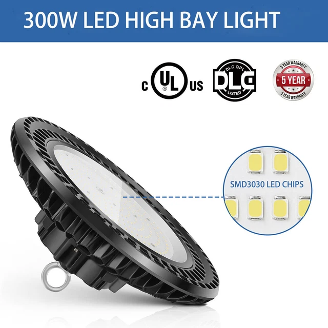 300W LED UFO High Bay Light Fixture Commercial Warehouse Workshop Super Bright
