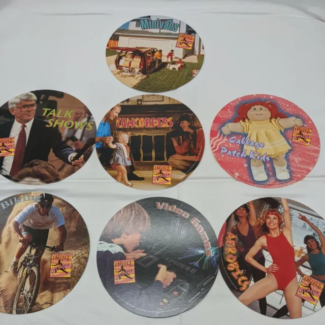 Lot of (7) 1980s Lifestyles Circular Cardboard Collectables With Fun Facts