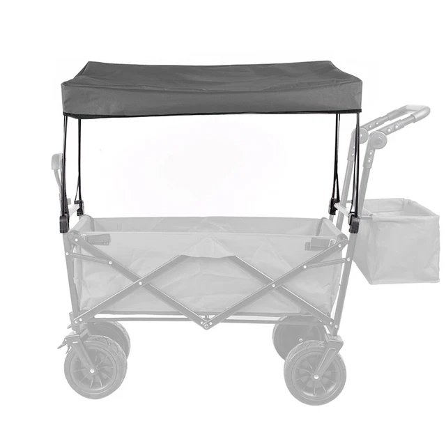 Auvent Chariot Jardin 90x47x51cm - Tissu Oxford 600D Imperméable - Pour Camping/Courses/Plage - Noir