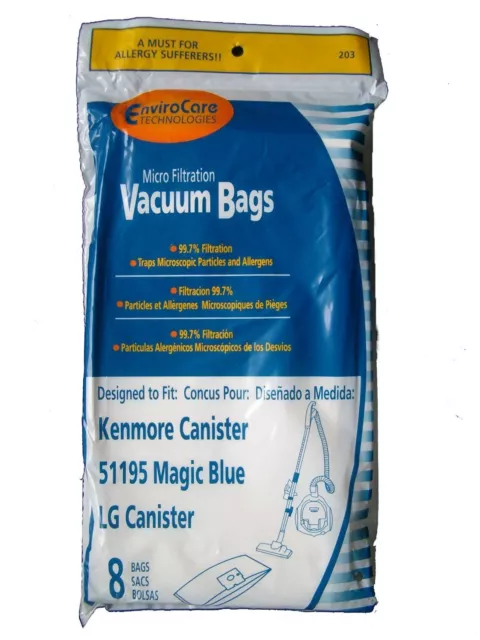 16 Kenmore Type M Sears 51195 Magic Blue LG Vacuum Bags, Ultracare, Canister Vac