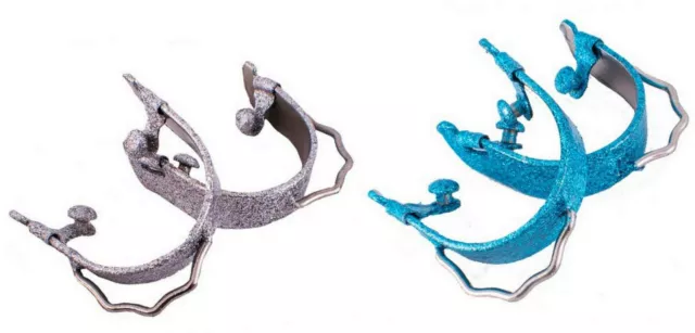 Western Saddle Horse Adult Boot Bumper Spurs with Silver OR Turquoise Glitter