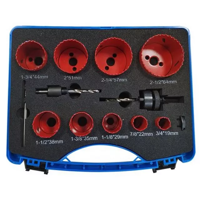 COFFRET DE 9 SCIE-CLOCHES BI-METAL POUR ELECTRICIENS ET PLOMBIERS DE 19 à 64 mm