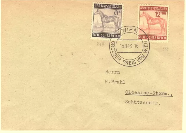 Dt. Reich 1943 MiF-ESt.-Satzbriefum Nrn. 857 + 858 Wien / Oldesloe