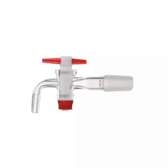 14/23 Glass Vacuum Adapter Bent Hose Connection PTFE Stopcock Chemistry Valve