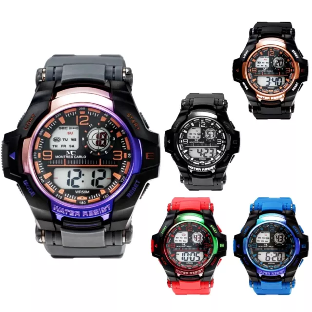 53mm Large Men Sport Digital Wrist Watch Day Date Water Resist Military Design