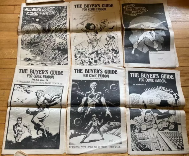 1970s Fanzine BUYER'S GUIDE FOR COMICS FANDOM Super Hero Cover Art - Lot of 7