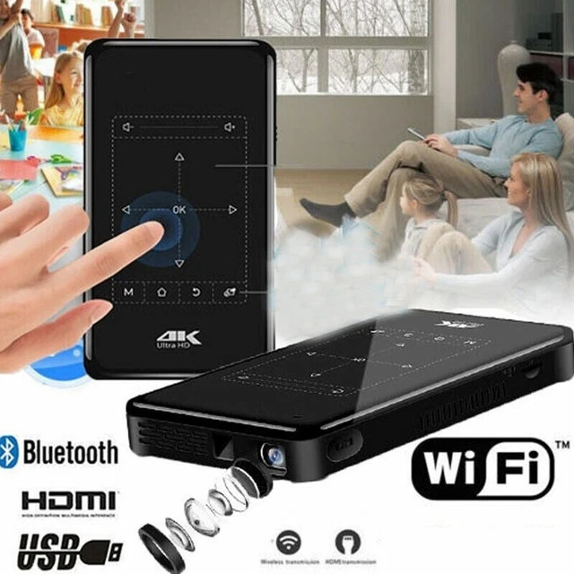 Mini Proiettore Portatile Con WiFi 6 E Bluetooth 5.4, Android 14, 4K Supportato, Schermo Fino A 130 Pollici, Autokeystone, Rotazione 180°, Per Smartphone E TV Stick