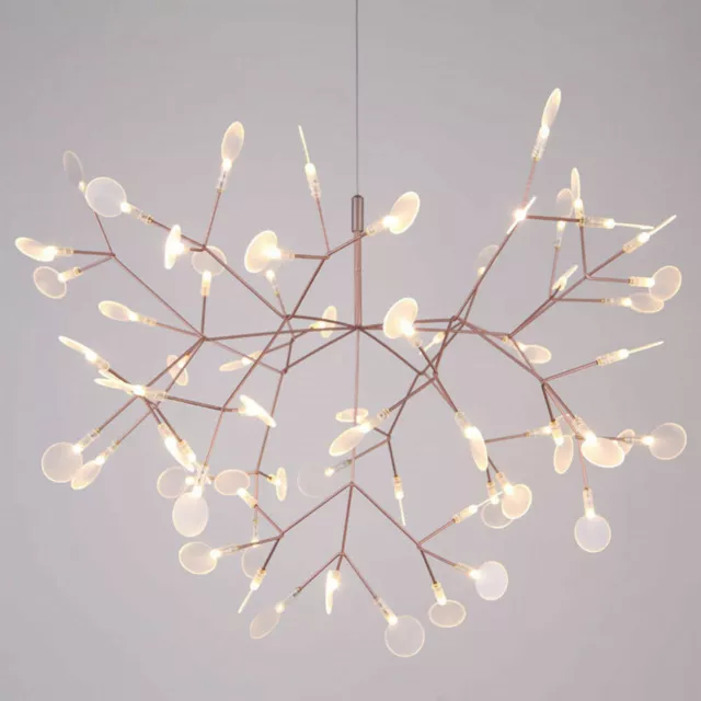 Dimmable Leave Firefly LED Chandelier Plant Pendant Light Ceiling Lamp