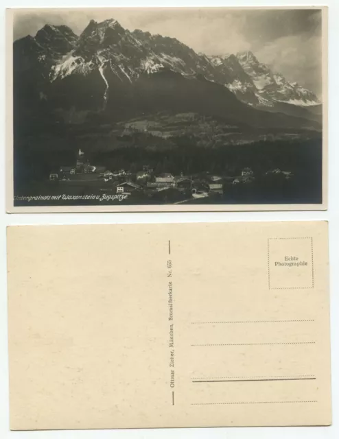 13149 - Untergrainau with Waxenstein and Zugspitze - real photo - old postcard