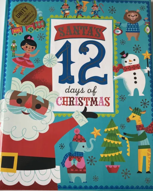 Santa's 12 days of Christmas OVERSIZED Hardcover Book w/Santa Claus of Color NEW