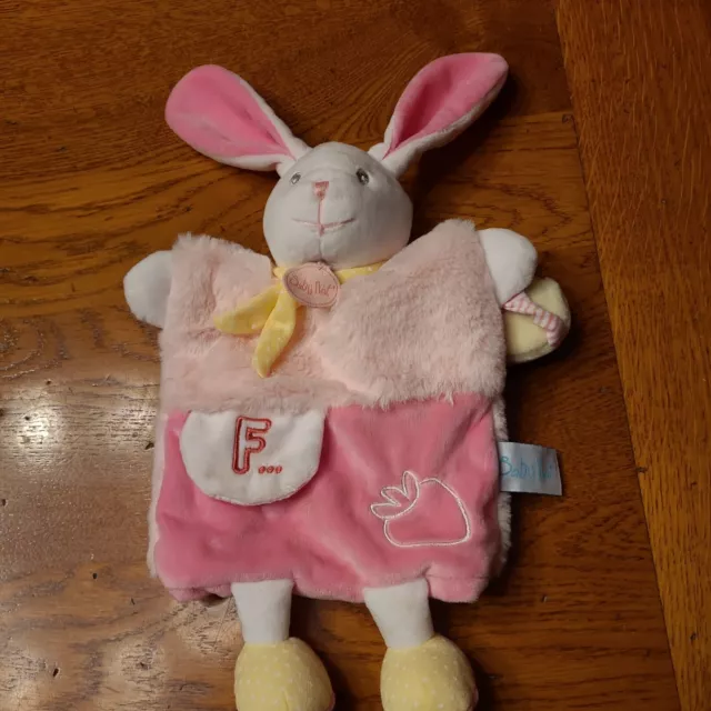 Doudou Babynat Lapin Marionnette Rose Blanc  Fraise Douillettes État Neuf