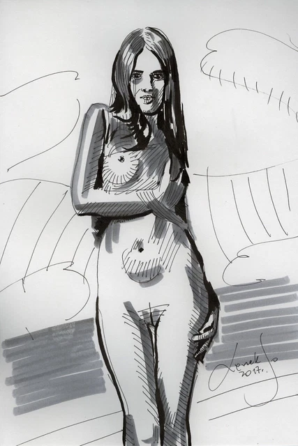 Imagen de dibujo de figura erótica desnuda Original (30x21) cm1176 COM