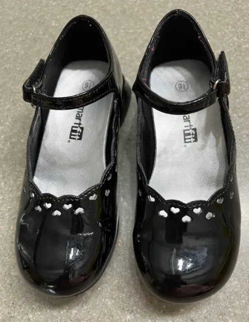 SMARTFIT Black Patent Leather Mary Jane Dress Shoes, Little Girls Size 9.5