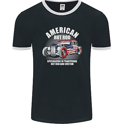 Maglietta da uomo American Hot Rod Hotrod Dragster Racing Ringer FotoL