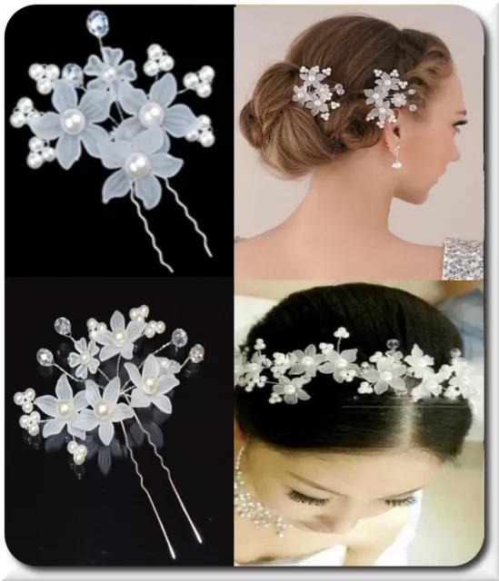 XL Haarnadeln Blume Strass Glas Perlen Hochzeit Braut Haarschmuck Kopfschmuck