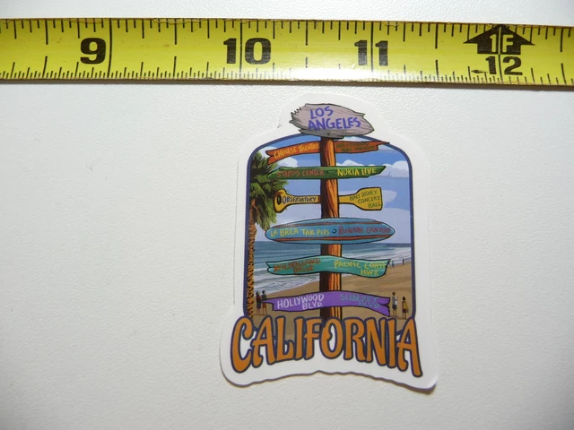 California Tourist Sites Sign Post Beach Decal Sticker Pride State