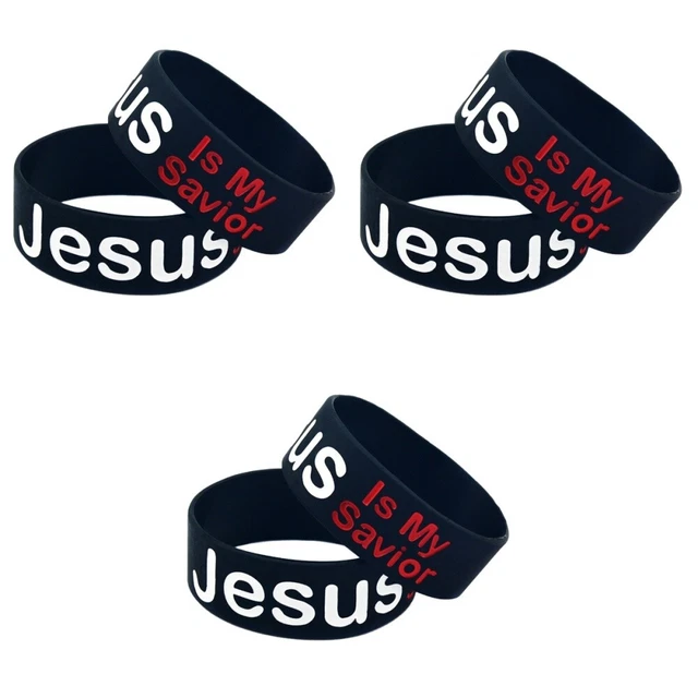 6 PCS Bible Wrist Bracelet Black Silicone Bracelets Simple Style Bracelet