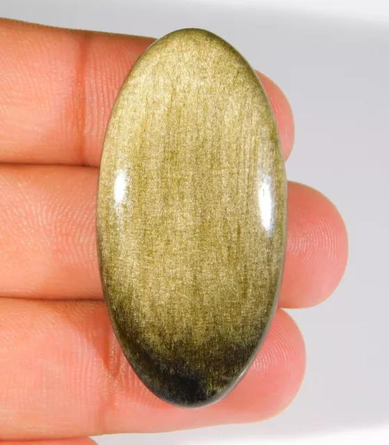 60.CT Naturel Argent Sheen Obsidienne Ovale Cabochon Gemme 47x24x7 MM Jj = 0109