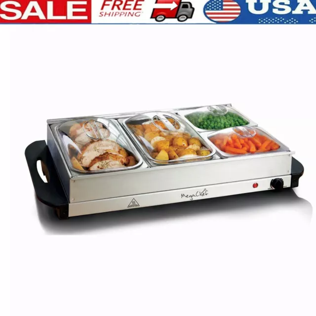 Adjustable Heat Stainless Steel Buffet Server Food Warmer Countertop Commercial