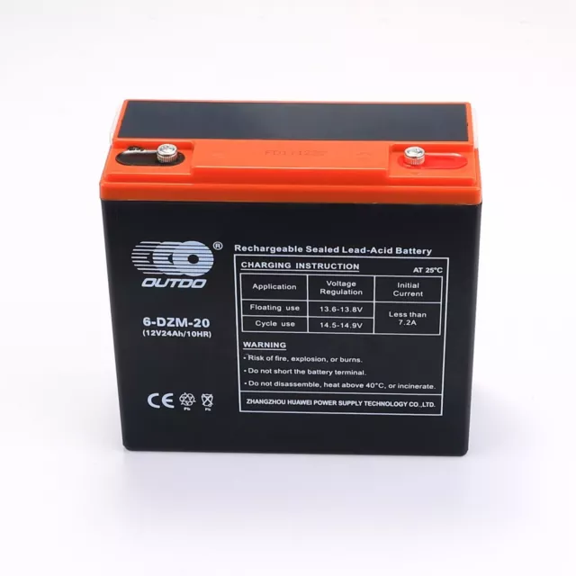 6-DZM-20 12V 24Ah Battery for E-bike ATV Quads Scooter Buggy Razor Golf Trike US