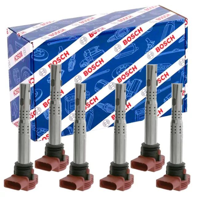 6x BOSCH Zündspule für AUDI A4 A5 A6 A8 Q5 Q7 2.4-3.2 S4 S5 VW TOUAREG PORSCHE