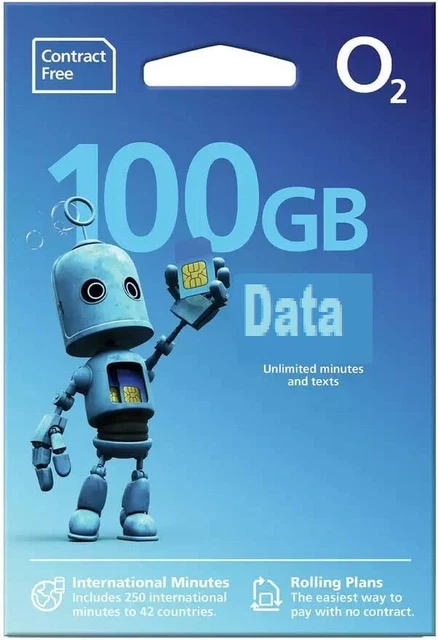O2 100GB Data Mobile Broadband SIM for iPad Tablet Mobile PS4 - Fits all device!