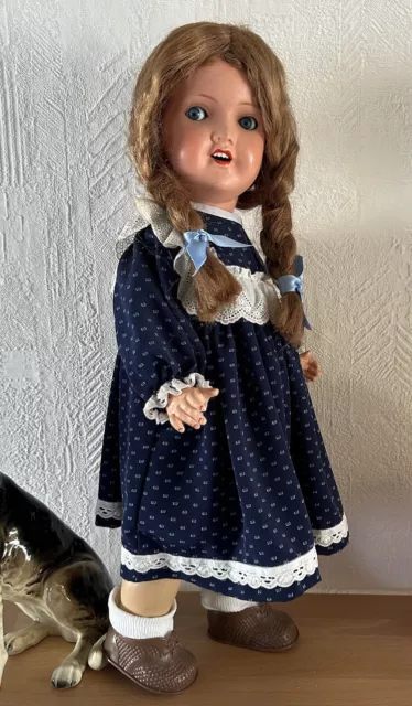 Alte antike Sonneberg Puppe 3066 | Massepuppe 55cm | Mädchen Spielzeug