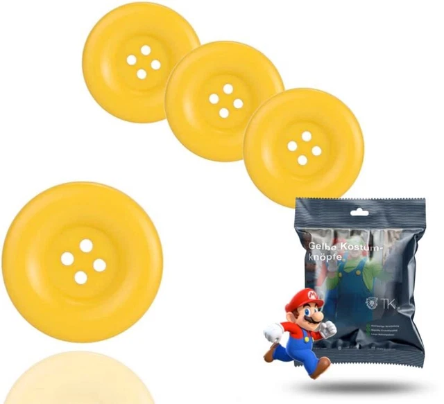 4X super gros boutons Mario Waluigi Mario jaune pour costume déguisement salo...
