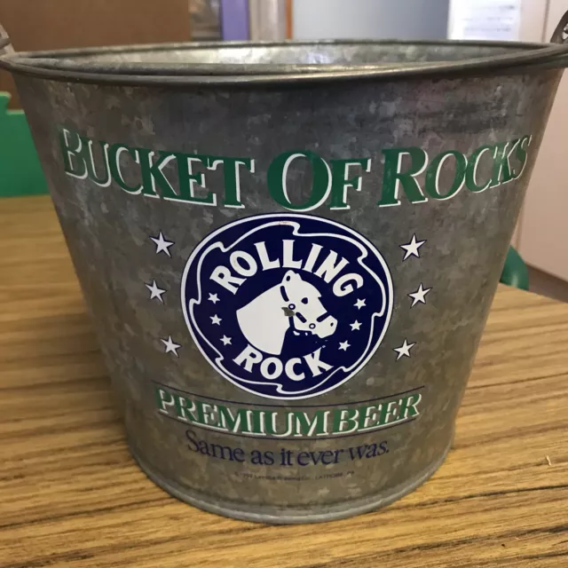 Vintage Rolling Rock Beer  Bucket Of Rocks Limted edition Galvanized Metal
