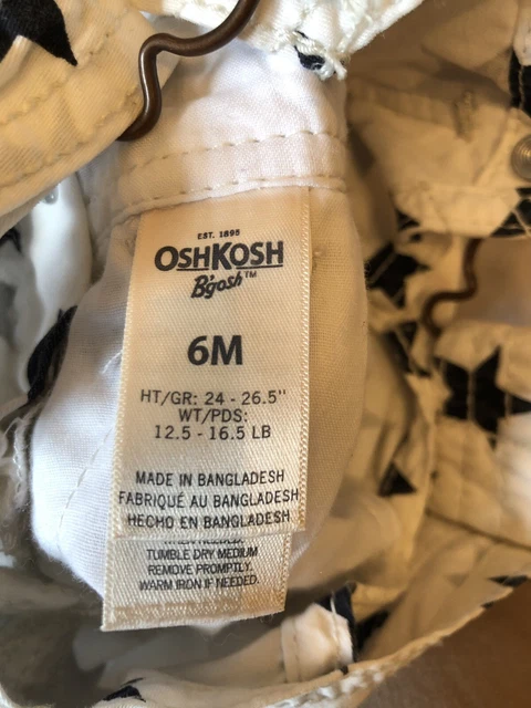 Abito vintage Oshkosh bianco con stelle nere Pinafore età 6 mesi 4