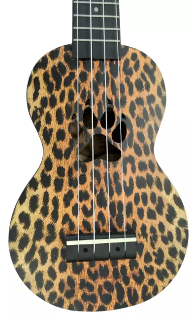 Mahalo Ukulele Soprano Ghepardo Cheetah Borsa Inclusa Legno Leopardato Regalo 2