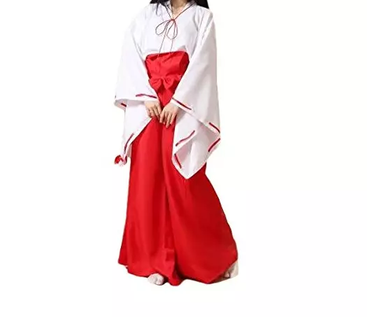 Japanese Woman's Kimono MIKO costume JYUBAN Red HAKAMA SET Shinto shrine size:M