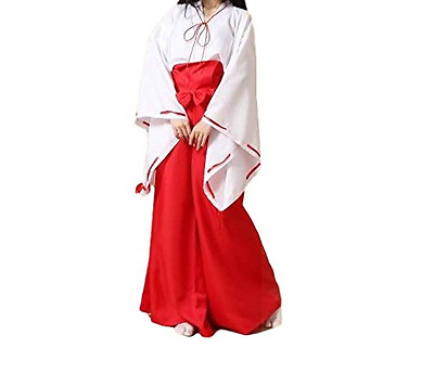 Japanese Woman's Kimono MIKO costume JYUBAN Red HAKAMA SET Shinto shrine size:L
