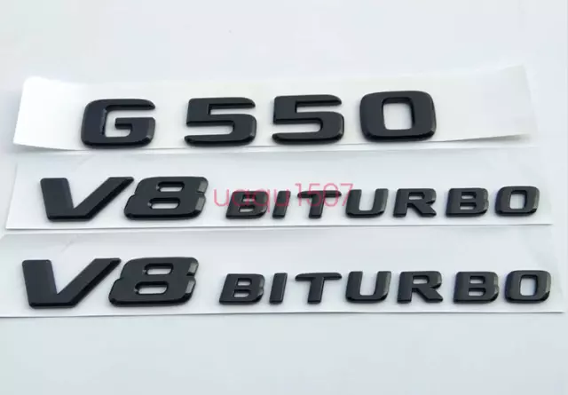 Matte Black G550 V8 BITURBO Trunk Emblem Badge Sticker For Mercedes Benz G550