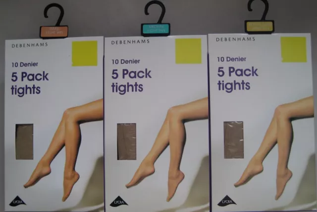 DEBENHAMS 5 PACK Light Tan Nude Tights Small Medium Large XL 10