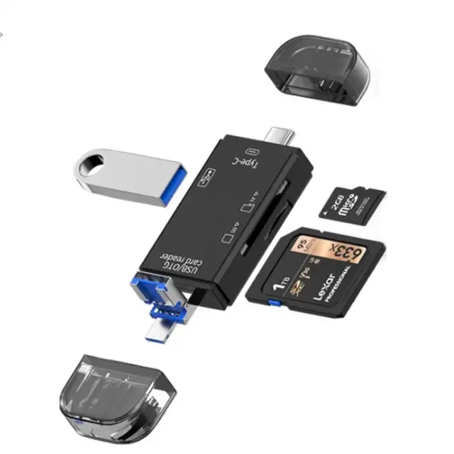 Kartenleser USB 6 in 1 USB C SD/TF Micro USB OTG Typ C für Laptop Handy Multifun