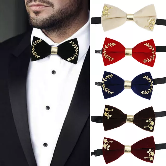 Cravatta uomo oro velluto mosca Natale metallo decorazione matrimonio lusso bellezza