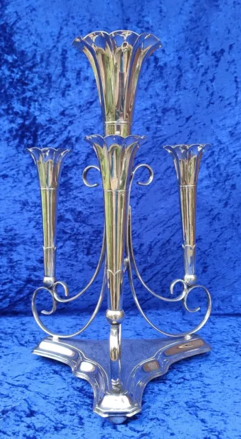 Antique Victorian Silver Plated Epergne Centrepiece Four Flutes And Base (EPNS) 3