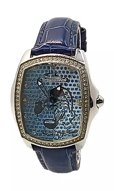 OROLOGIO CHRONOTECH PRISMA DONNA ACCIAIO cinturino in pelle NUOVO CON STRASS