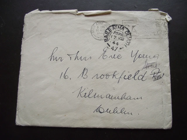 Ireland. 1947 Cover With Wedding's Anniversary Greetings: Rathmines>Kilmainham
