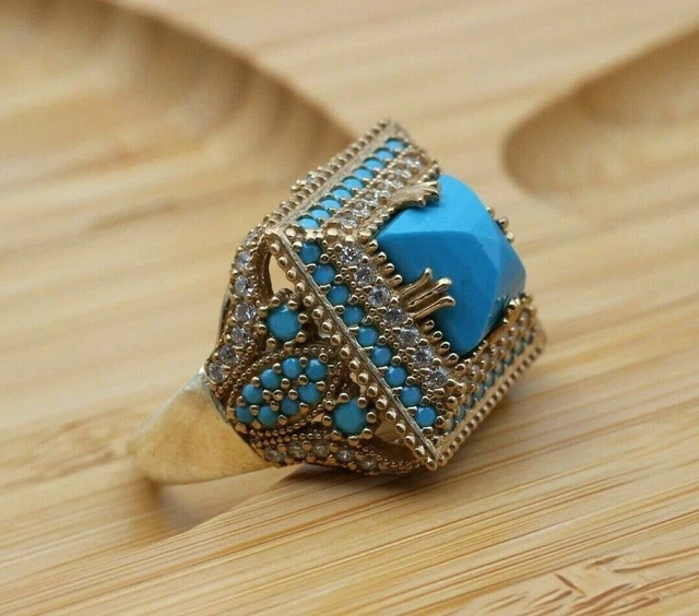 Bague turquoise pour femme Bague pour femme faite à la main en argent 925 k...