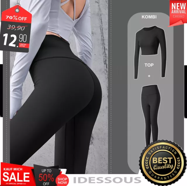 Set leggings sportivi yoga fitness TOP manica lunga tuta da allenamento camicia a maniche lunghe donna