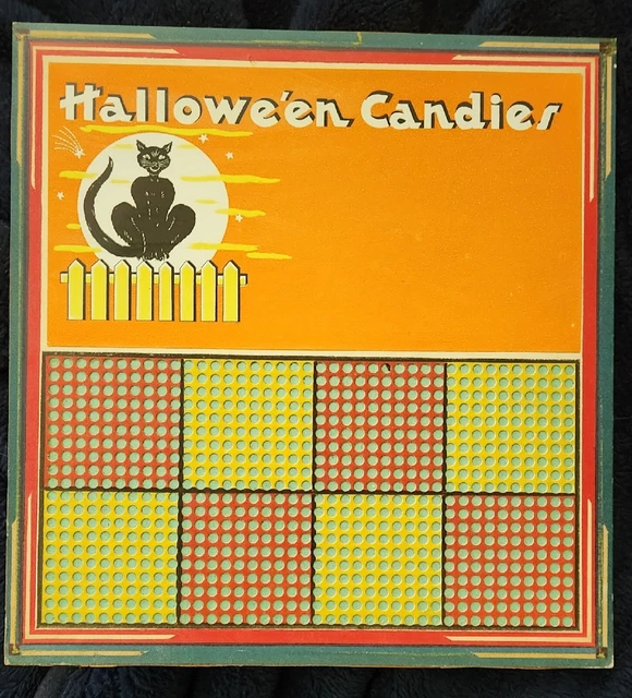 1940s Trade Stimulator Punch Board Halloween Black Cat Candies Gambling RARE!