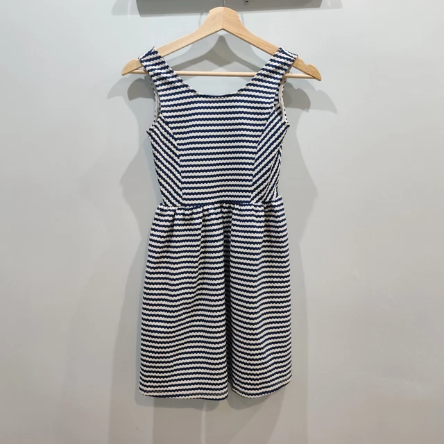 Girls Nutmeg Dress Age 9-10 Years Blue White Striped