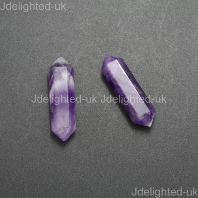 Natural Gemstone Hexagonal Pointed Reiki Chakra Raw Wand Pendant Beads Healing