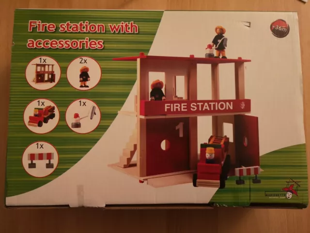 Marionette Kinder Feuerwehr Haus Station Puppenhaus NEU aus Holz 🚒 inkl Auto
