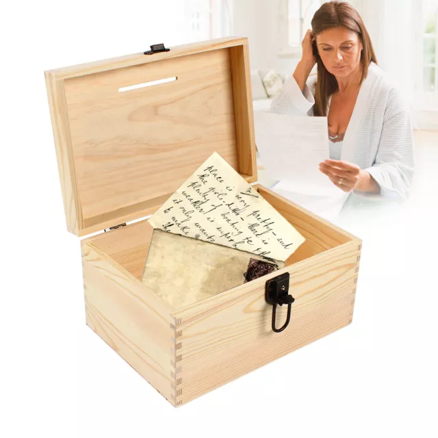 Wooden Suggestion Box Donation Box Ballot Box Charity Tip Box with 2 Keys