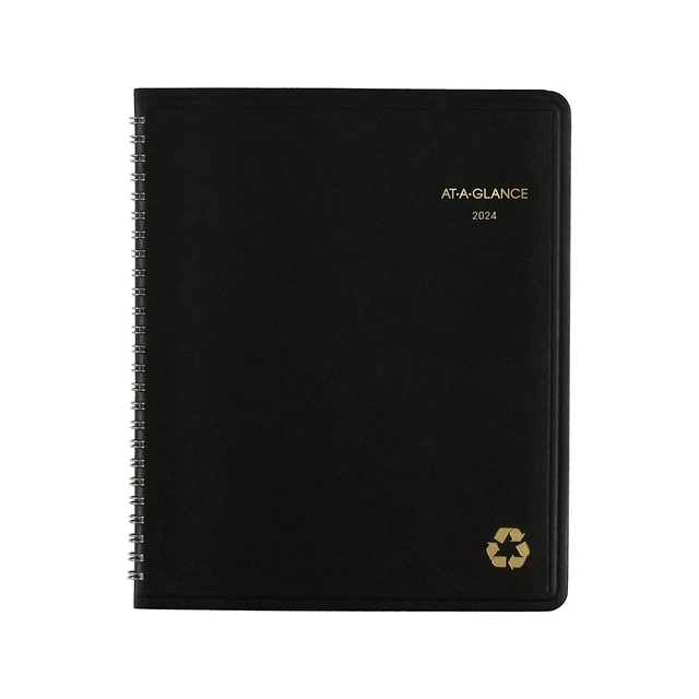 2024 AT-A-GLANCE RECYCLED 7" x 8.75" Monthly Planner Black (70-120G-05