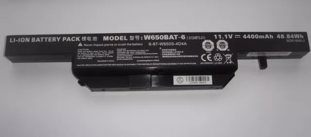 Batterie D'ORIGINE Clevo W650BAT-6 Simplo 6-87-W650S-4D4A 3ICR18/65-2 GENUINE