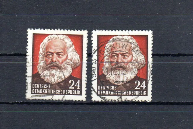 2 Briefmarken DDR 1953 " 70. Todestag von Karl Marx " 24 Pf gestempelt